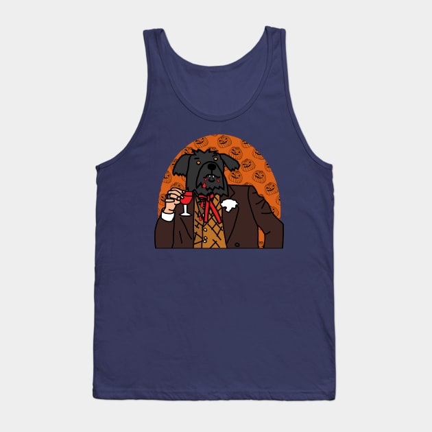 Vampire Dog Drinking Wine Halloween Horror Portrait Tank Top by ellenhenryart